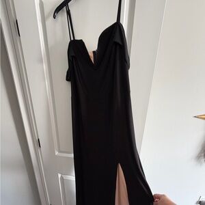 Elegant Black dress with Spaghetti Strap and off the shoulder bands